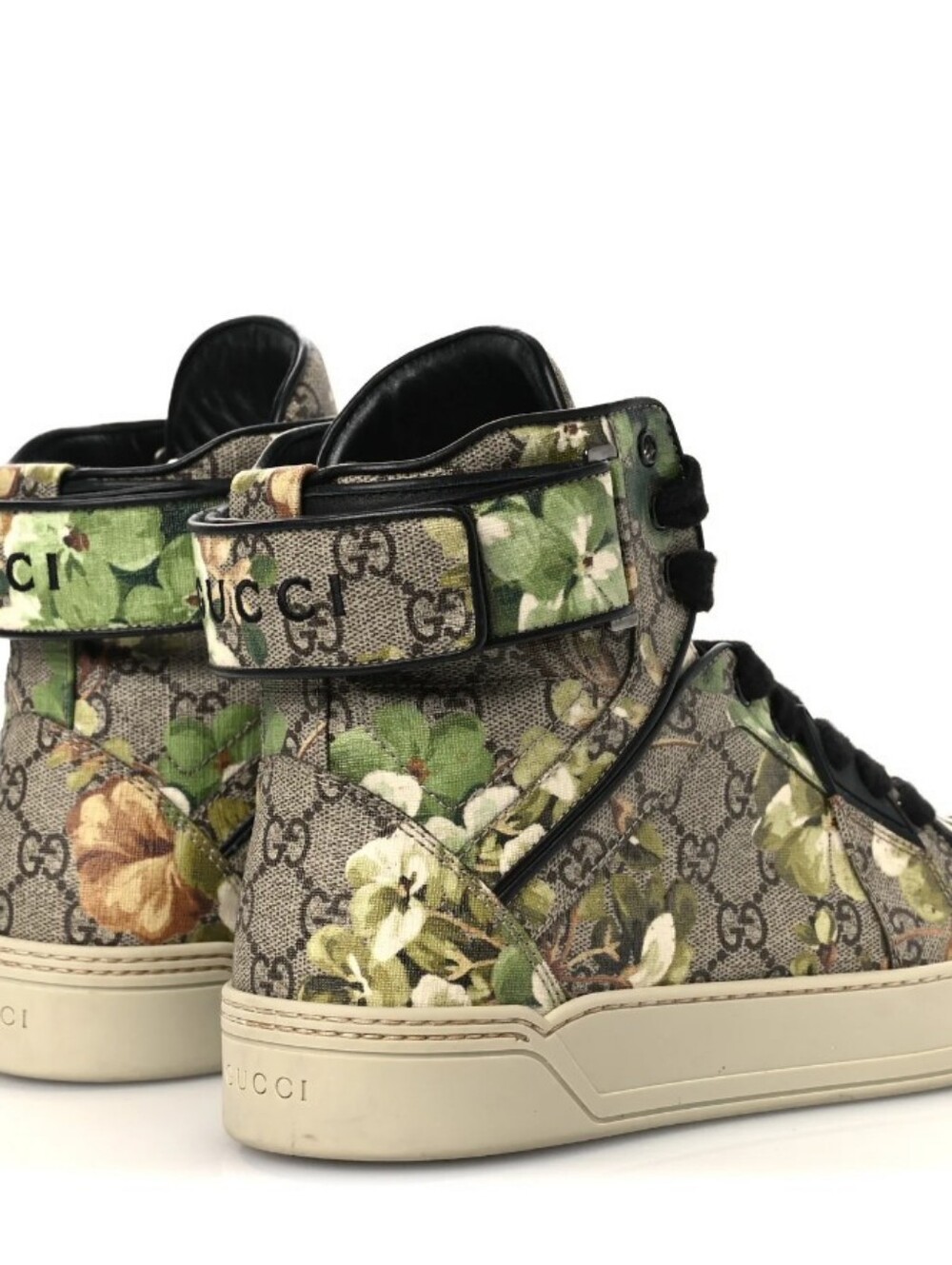 Gucci Floral Canvas High-Top Sneakers in Green - Picture 2 of 5